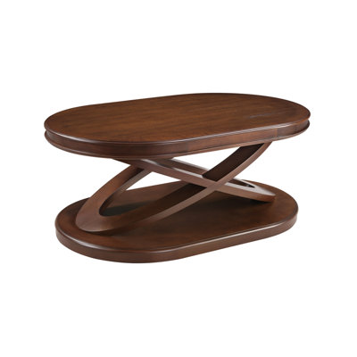 44 Inch Wood Oval Coffee Table with X-Shaped Base,Cocktail Table with Open Storage, Sofa Center Table for Living Room, Home Office by Alcott Hill