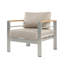 Fauteuil club d'extérieur en aluminium, structure argentée avec coussin beige, 1 pièce