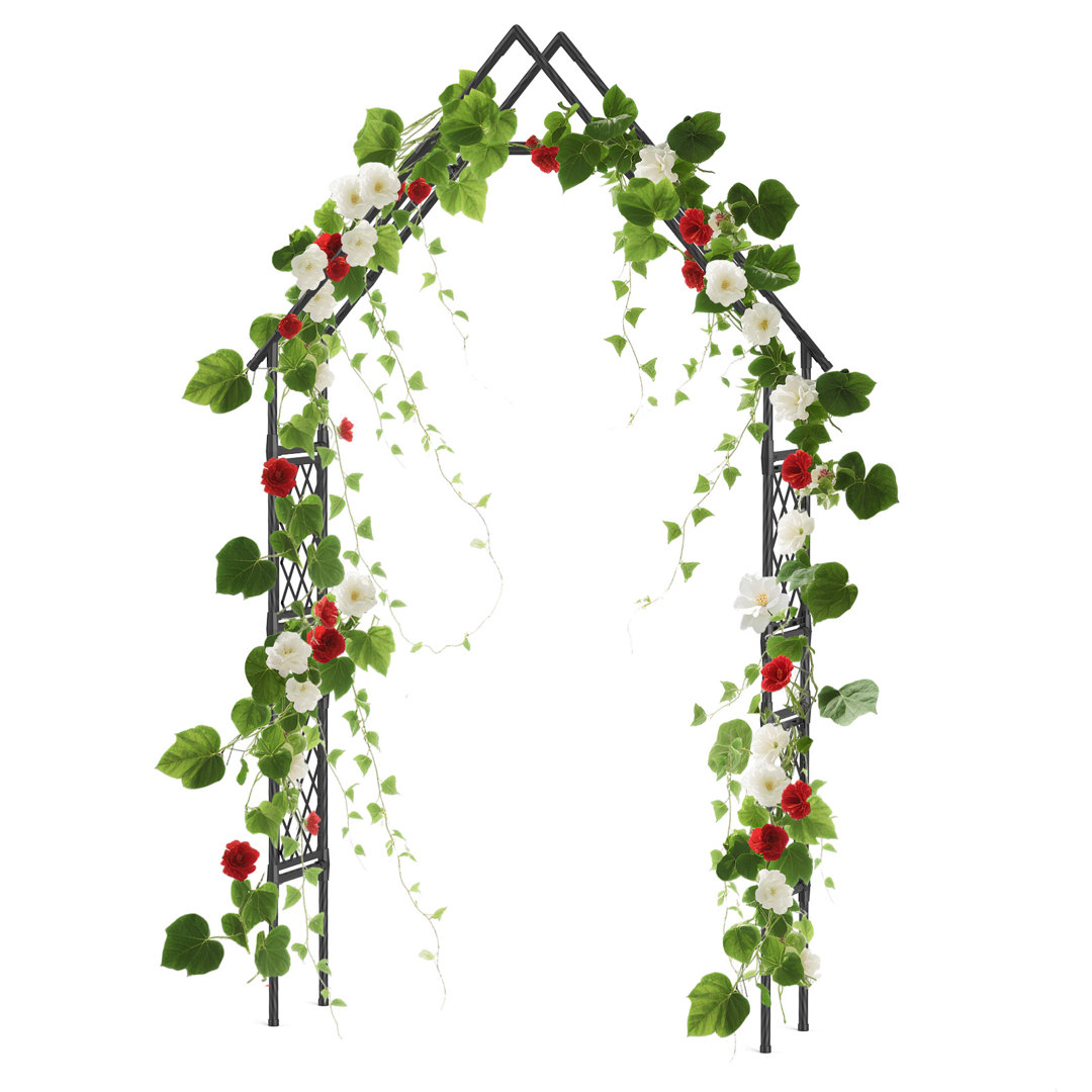 Metal Garden Arch Trellis for Climbing Plants, Weather Resistant Iron Arbor for Roses and Clematis, Decorative Outdoor Archway for Garden, Patio, Lawn