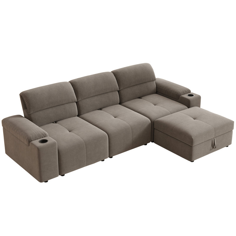 Canapé modulaire en L Upholstered Furniture, Polyester brun