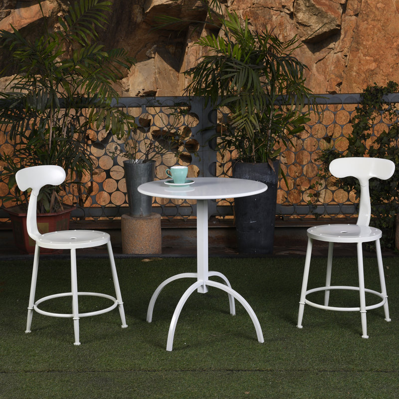 Maksen Round Metal Outdoor Dining Table , in. W in. D, 27.56" W