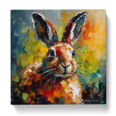 Rabbit Palette Knife Painting No.8 - Wrapped Canvas - Framed Print
