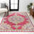 Lathan Bohemian FLAIR Boho Vintage Medallion Pink/Cream Rug-1898051274