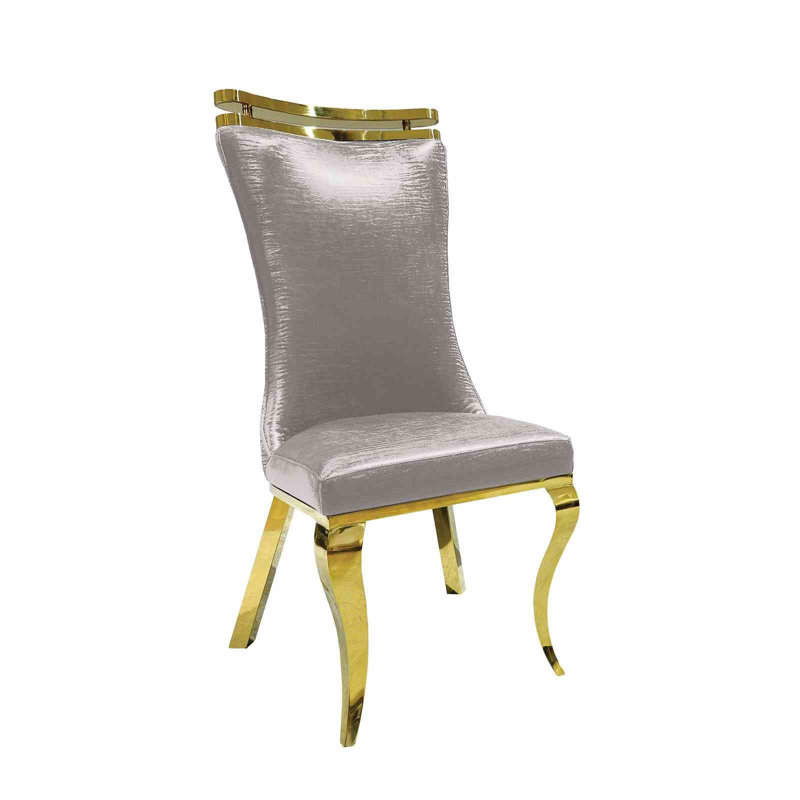 Chaise d'appoint 2 pièces à finition argentée, Gris, Doré