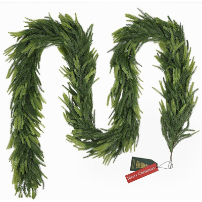 Real Touch Norfolk Pine Christmas Garland, Lifelike Faux Greenery for Mantel, Fireplace, Table, Staircase and Door Décor