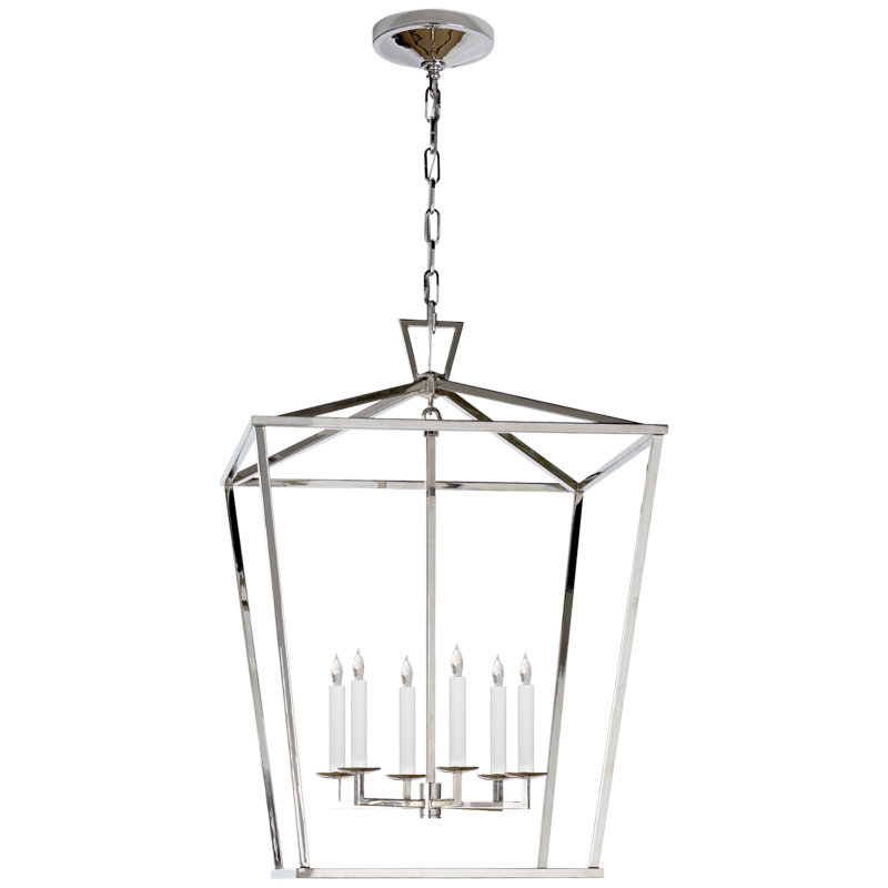 Chapman & Myers Darlana Large Lantern, 34" H x 24" W x 24" D, Polished Nickel