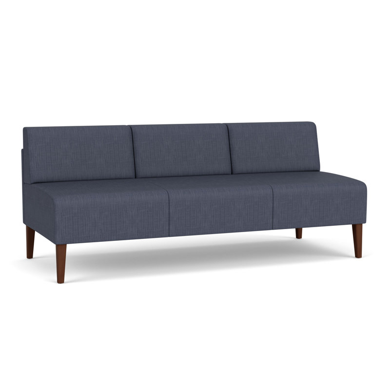 Canapé sans accoudoirs Luxe Lounge, Plot Line bleu marine, Bois de noyer