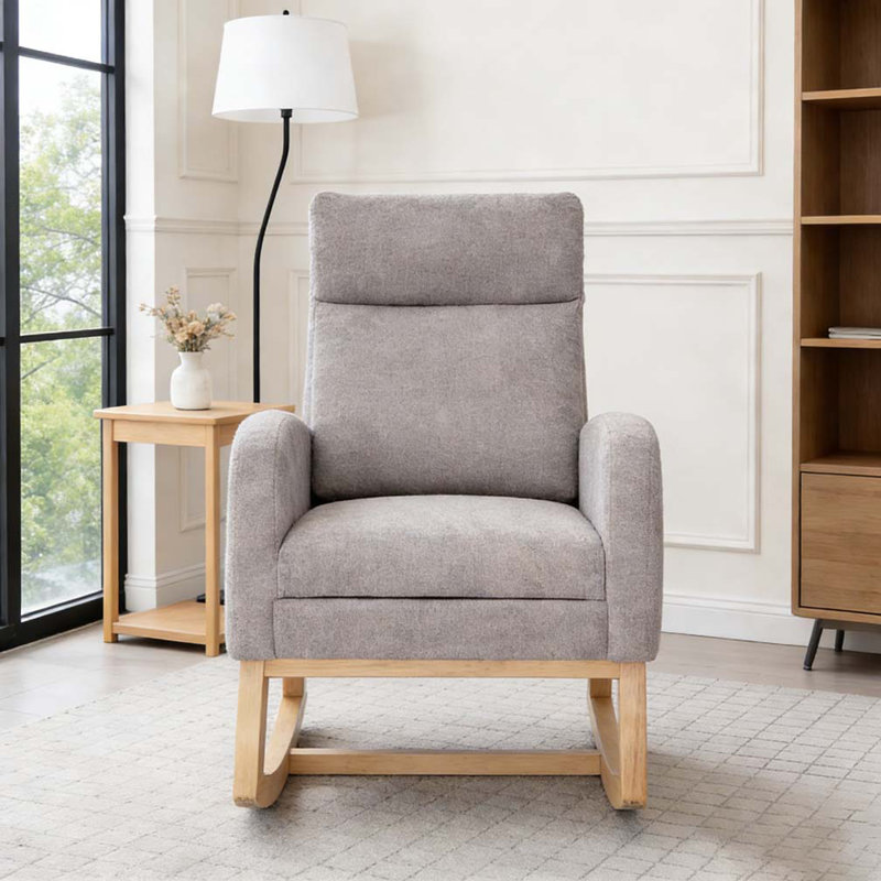 Chaise berçante en tissu Teddy, Kaki