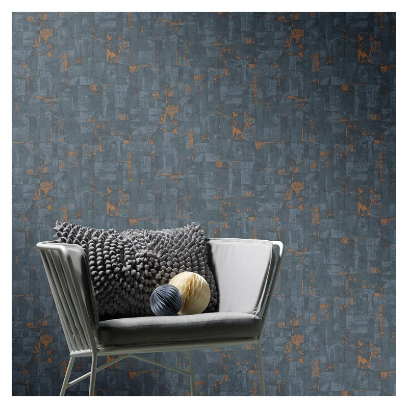 Rouleau de papier peint, Bleu / Orange