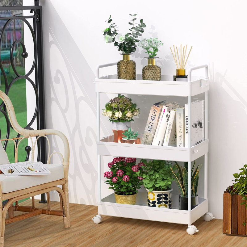 Lidia 66.5cm H x 40.1cm W Utility Cart with Wheels, White