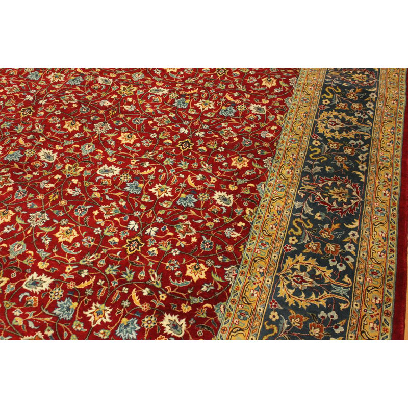 Tapis oriental rouge / bleu sarcelle en laine 9 pi 0 po x 12 pi Aaru