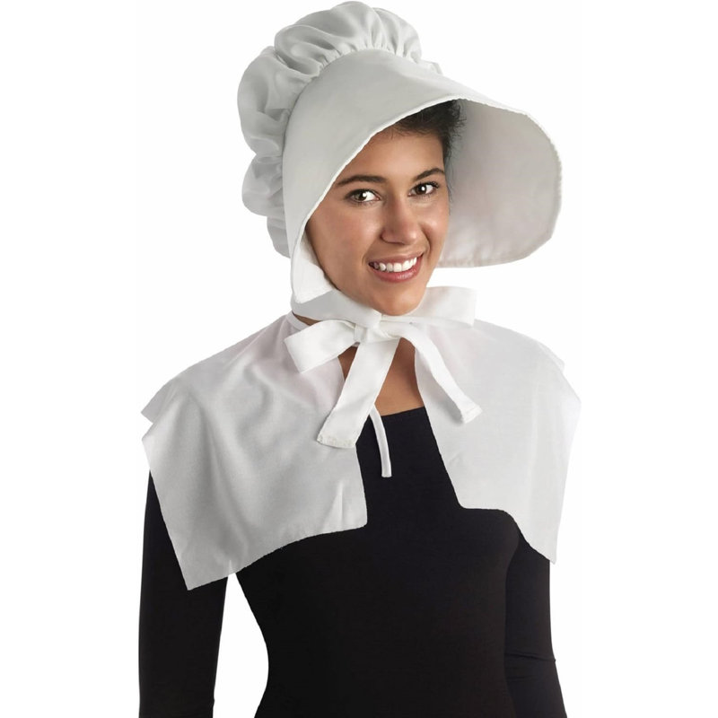 Accessoire de costume de fête de l'Action de grâce PMU - chapeau de pèlerin - chapeau blanc pour femme, paquet de 1