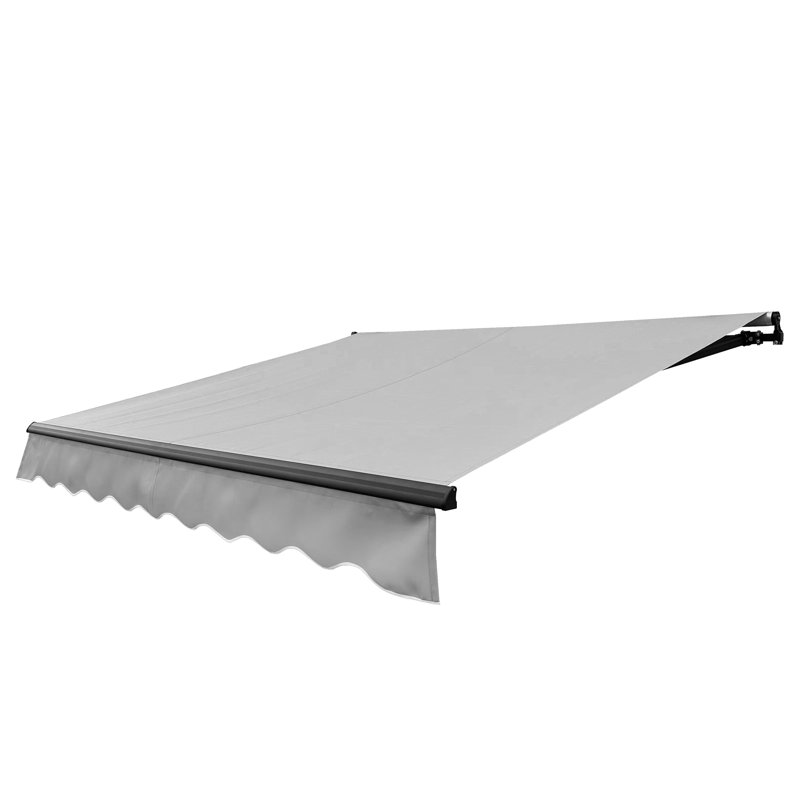 Auvent de patio rétractable motorisé - cadre noir, l 12 pi x P 10 pi, Gris