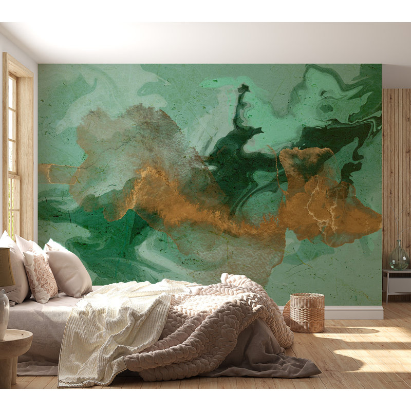 Murale abstraite pelez et collez - Jeu en malachite, L 82 po x l 115 po