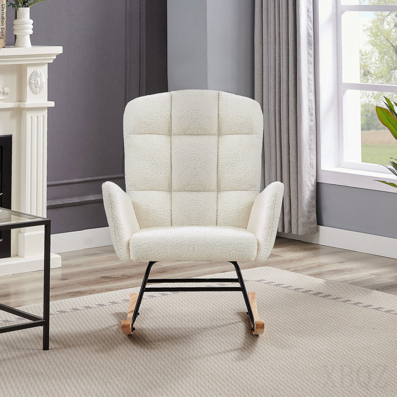 Fauteuil berçant crème blanc Teddy