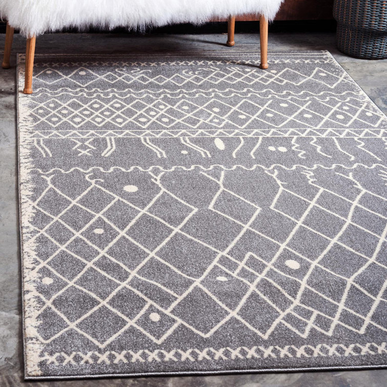 Tapis gris à motif géométrique Cumby