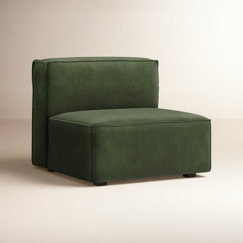 Fauteuil de chambre l 35,43 po Shonnard, Velours côtelé performance vert olive