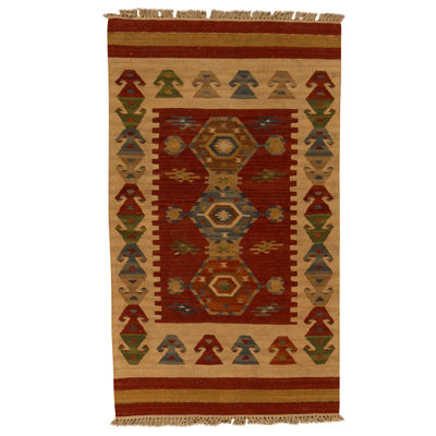 High-Quality Hand-Knotted Red And Beige Area Rug