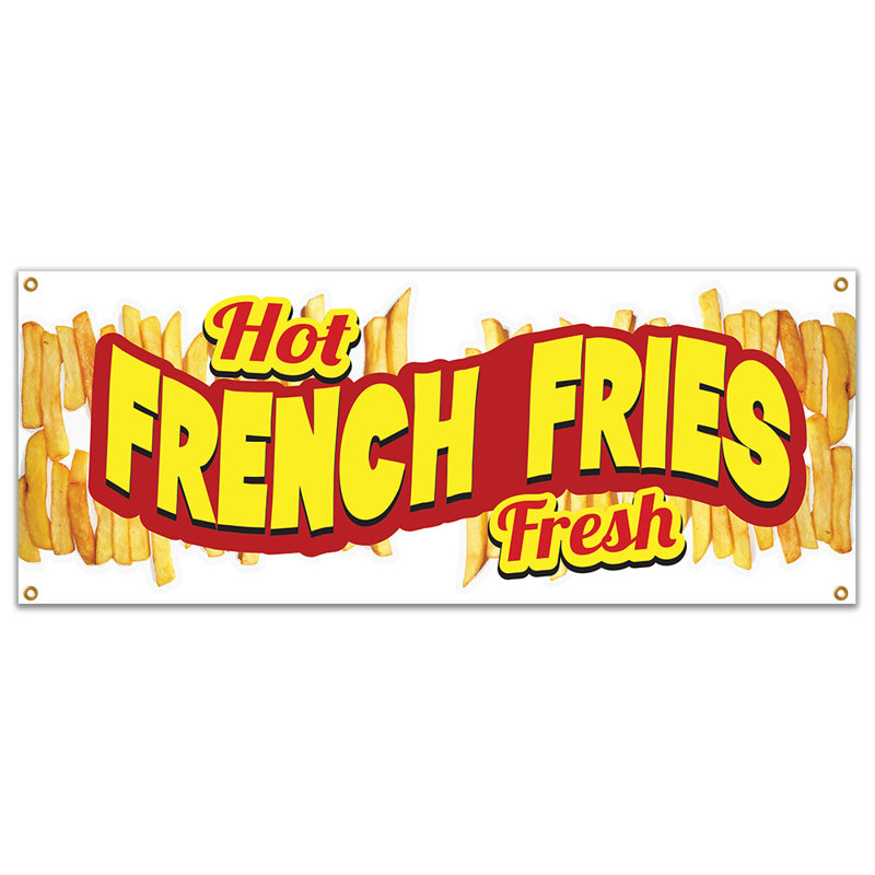 Bannière de frites chaudes et fraîches