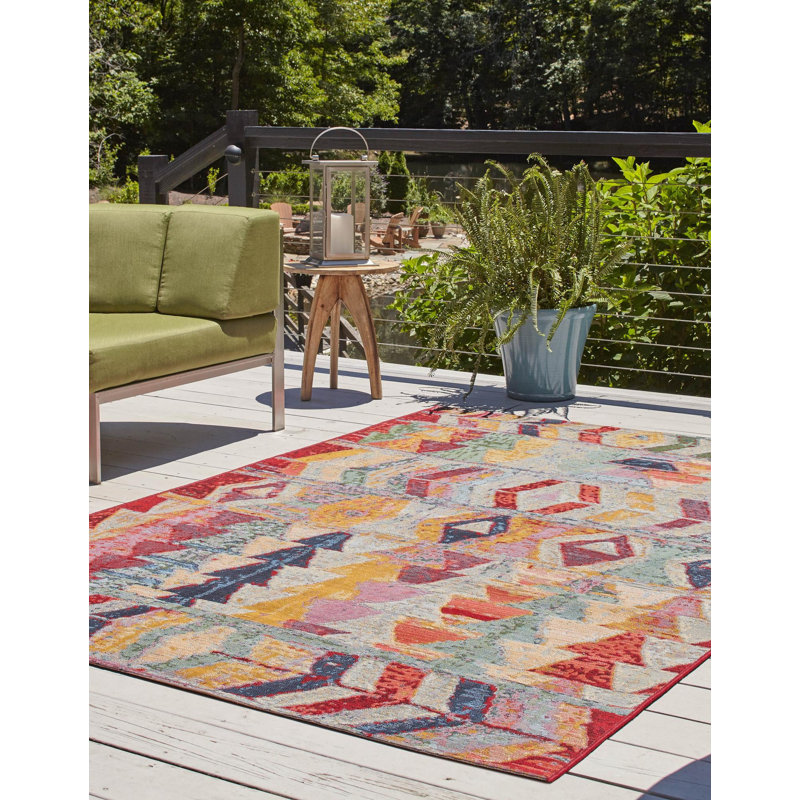 Tapis intérieur / extérieur moderne Tolland Multi Tamarindo, Rectangle 7 pi 10 po x 10 pi