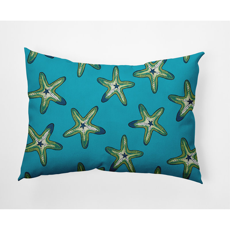 Geometric Outdoor Reversible Throw Pillow, Blue/Yellow