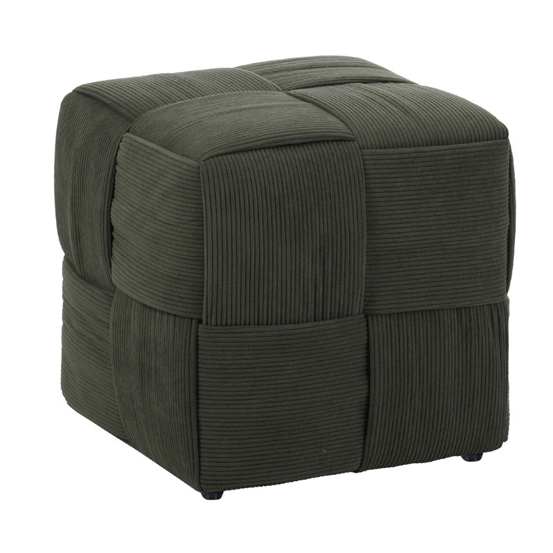 Soft And Comfortable Square Corduroy Ottoman Foot Rest, Multi-Functional And Durable For Living Spaces, Green
