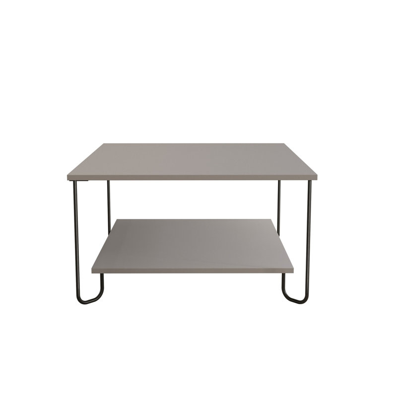 Table basse 4 pieds Marvin - Table basse rectangulaire moderne avec tablette inférieure Marvin, Moka clair