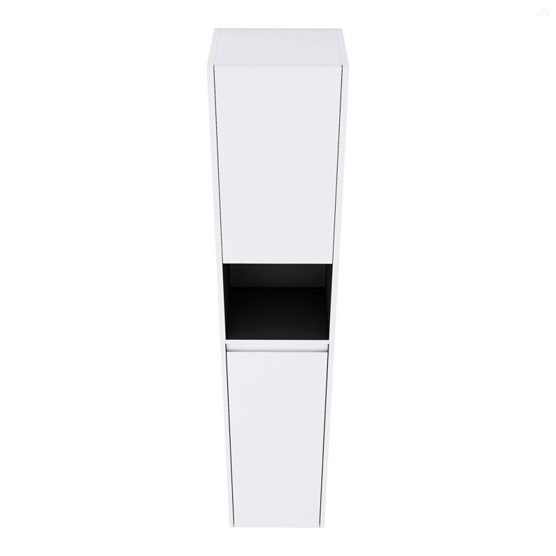 Armoire latérale de salle de bain 12 po, 2 portes à fermeture douce, conception à fixation flottante, Blanc