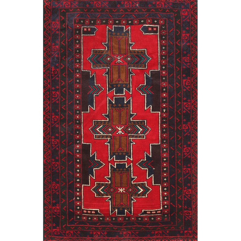Tapis rouge / noir Southwestern, Rectangle 8 pi x 12 pi
