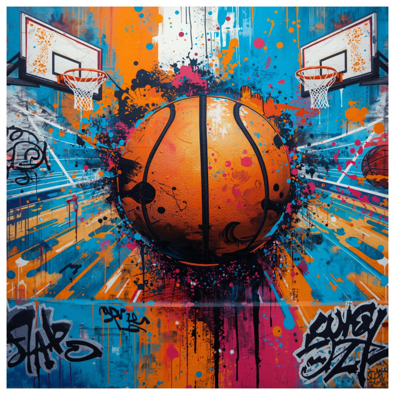 Coussins Graffiti Basketball Court, 18 x 18 inches
