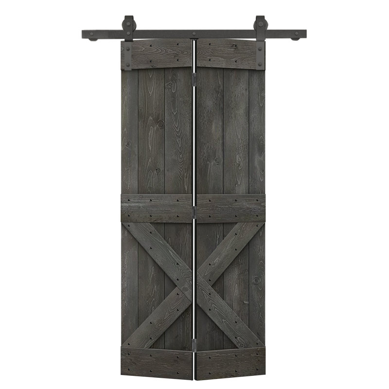 Porte pliante en bois massif 84 po 84 po, 22 po x 84 po, Gris carbone