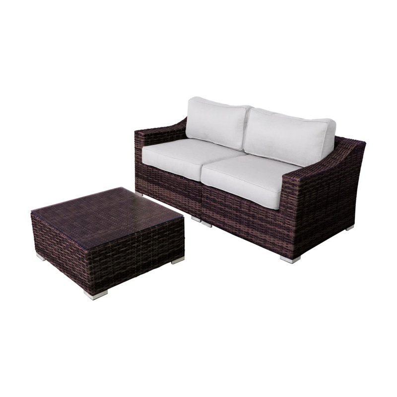 Résistant aux intempéries, 3, deux, aucun assemblage requis, tissé à la main, cadre rouillé, plateau en verre trempé, coussins confortables, terrasse 3, table basse, indispensable, utilisation à l'année