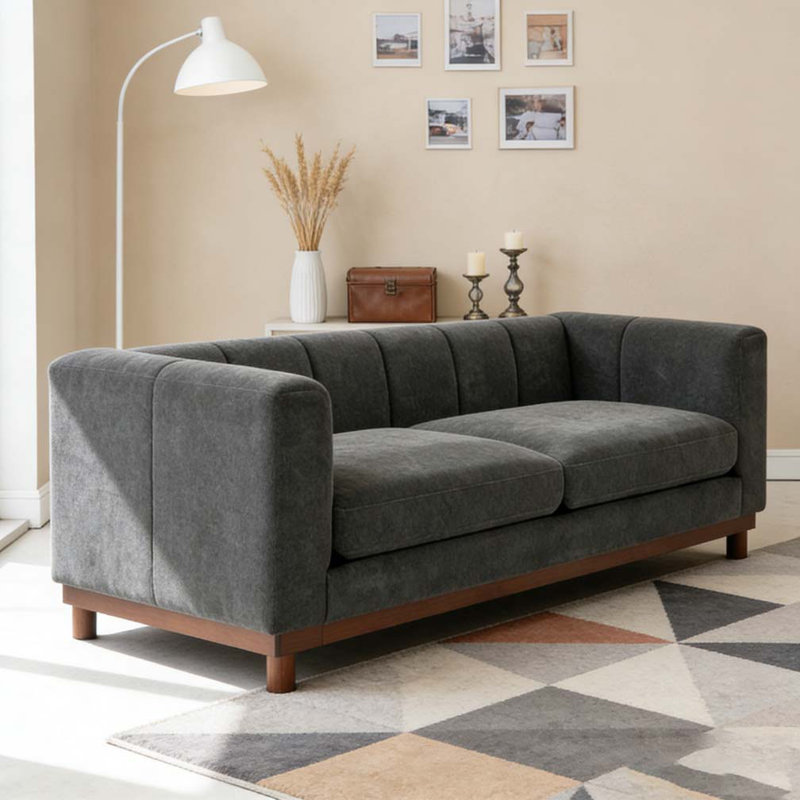 Canapé moderne 78,7 po pour salon, Gris foncé