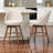 Lennox Beige Fabric Walnut-Finished Wood Counter Stools, 37.46'' H X 20.27'' W X 23.02'' D