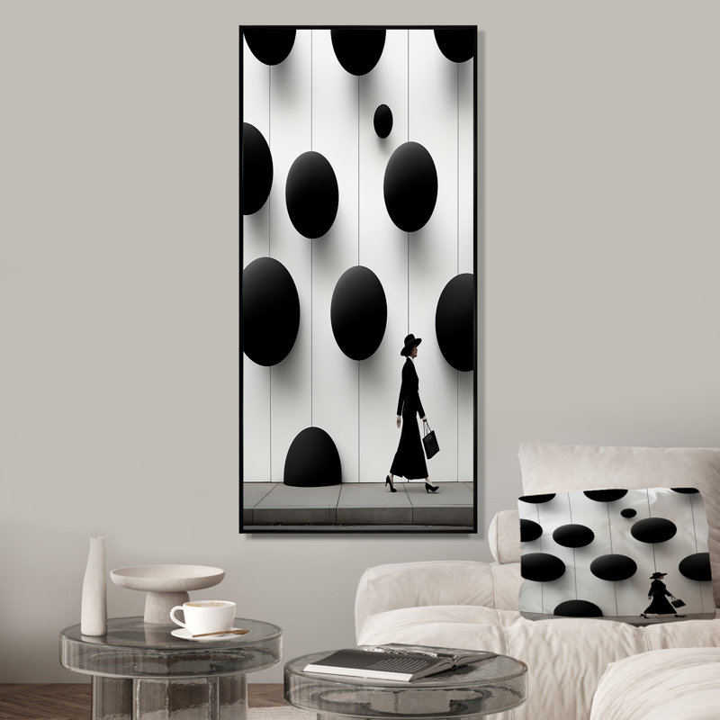 Photo de femme minimaliste en noir et blanc - art mural mode, Cadre flottant noir, 44" H x 34" W