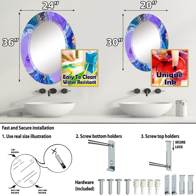 Miroir de salle de bain sans cadre, 30 po x 20 po