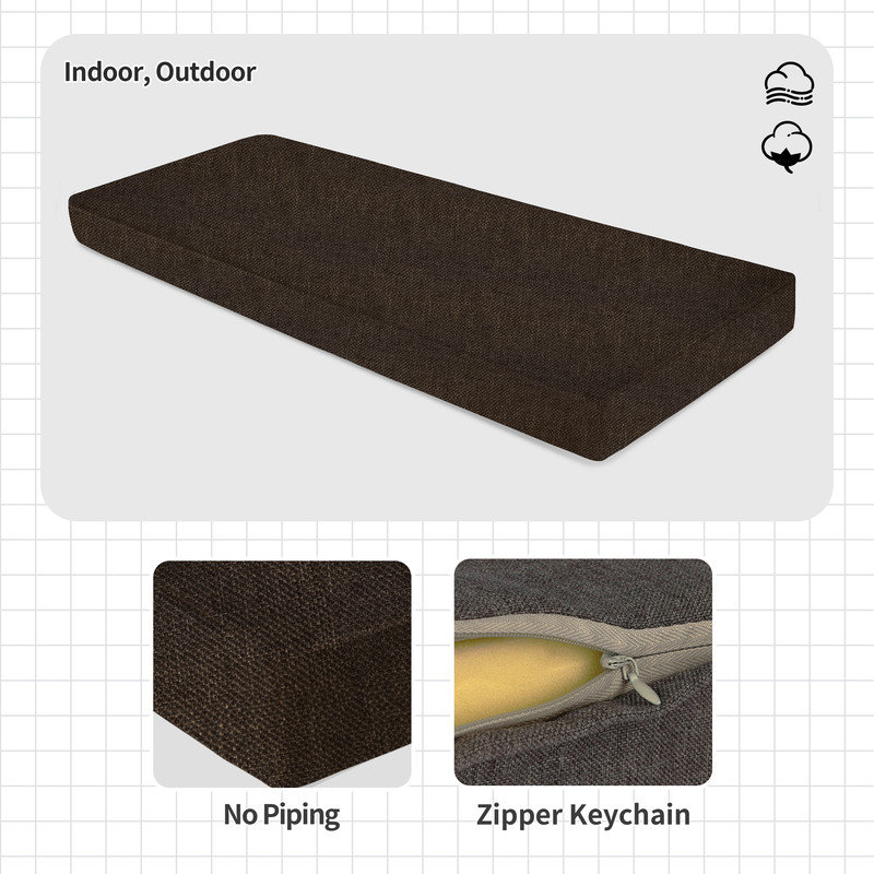 3'' H Customizable Bench Cushion For Indoor/Outdoor Furniture/Chair/Window Seat, Premium 75D High-Resilience Foam, 20" x 20"