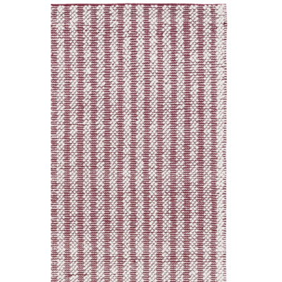 Isatou Hand Woven Wool/Cotton Striped Rug in Red/Ivory
