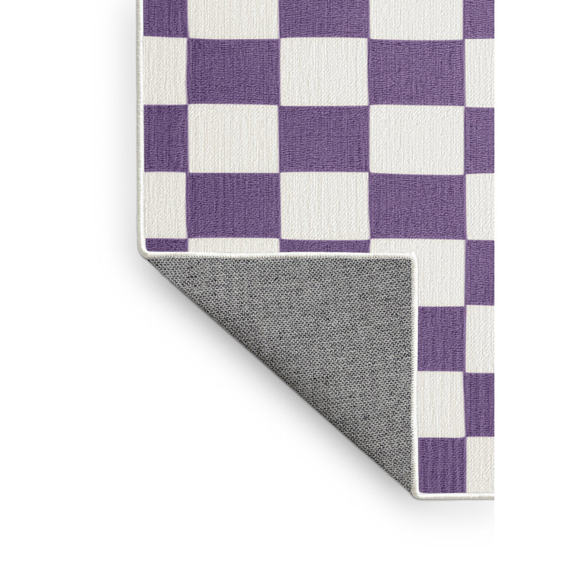 Tapis blanc à carreaux lavable à la machine, Carré 4 pi
