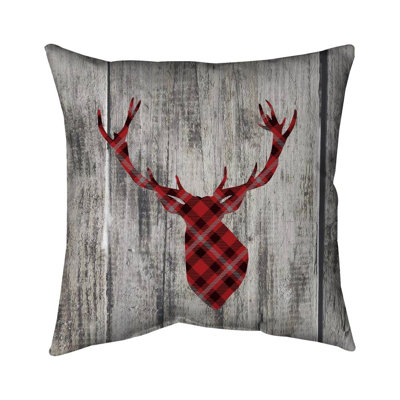 Wood and deer - 16"x16" Throw pillow - Poly twill - Print on demand