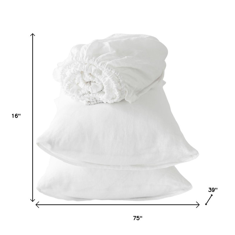 Ensemble de draps en lin ivoire quatre pièces