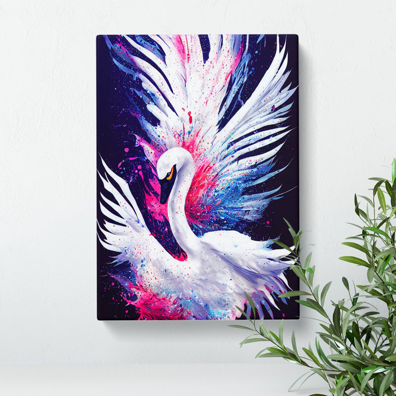 Vibrant Swan Art No.2 Abstract - Wall Art, 60cm H x 40cm W, Wrapped Canvas, No Matte