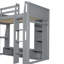Lit mezzanine en bois avec bureau, étagères à rangement multiples, DEL et portemanteau suspendu-112706959
