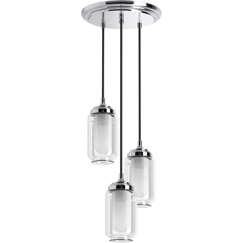 Artifacts 3 Light Pendant Lighting Fixture for Kitchen Island, 10' Adjustable Cord Length, Polished Chrome