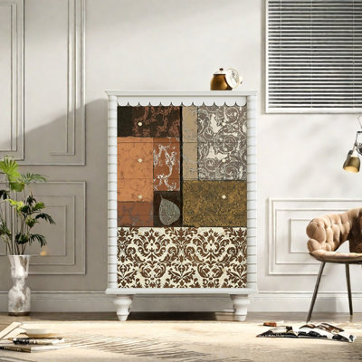Retro Five-Drawer Storage Cabinet  Accent Chest