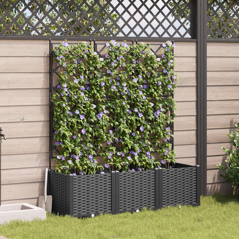 Garden Planter Plastic Resin Planters, Black, 143cm H x40cm W x 120cm D