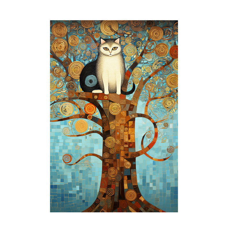 Animaux, art déco, chat 10 sur toile, H 32 po x l 22 po x P 2 po