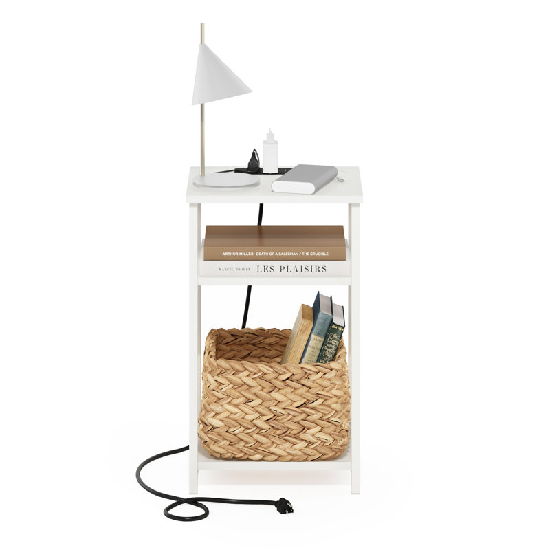Kandiah End Table, White, White