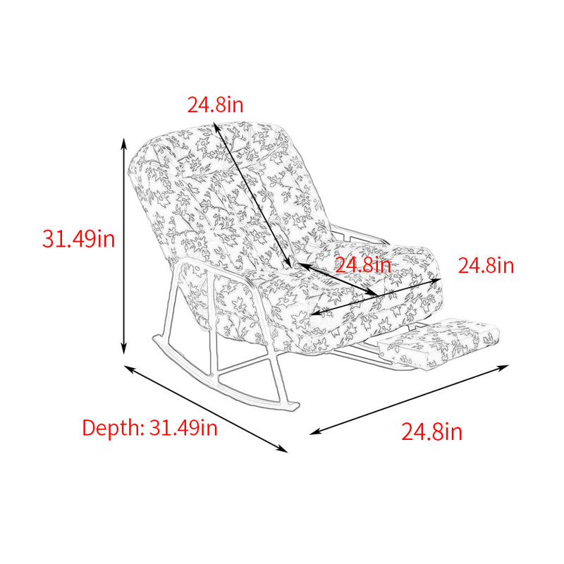 Chaise berçante ergonomique en velours côtelé, Blanc / vert