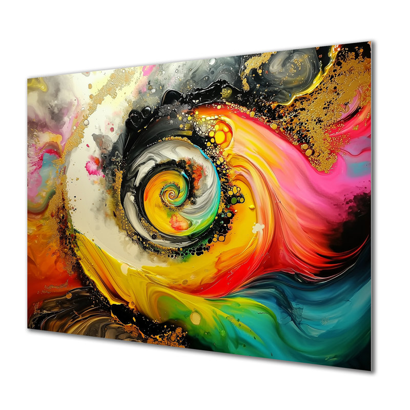 Popart Celestial Liquide Spiral Balance I - décoration murale fractale en métal, impression moderne sur métal